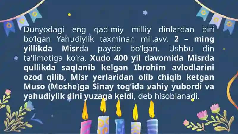 MILLIY DINLAR: YAHUDIYLIK 3
