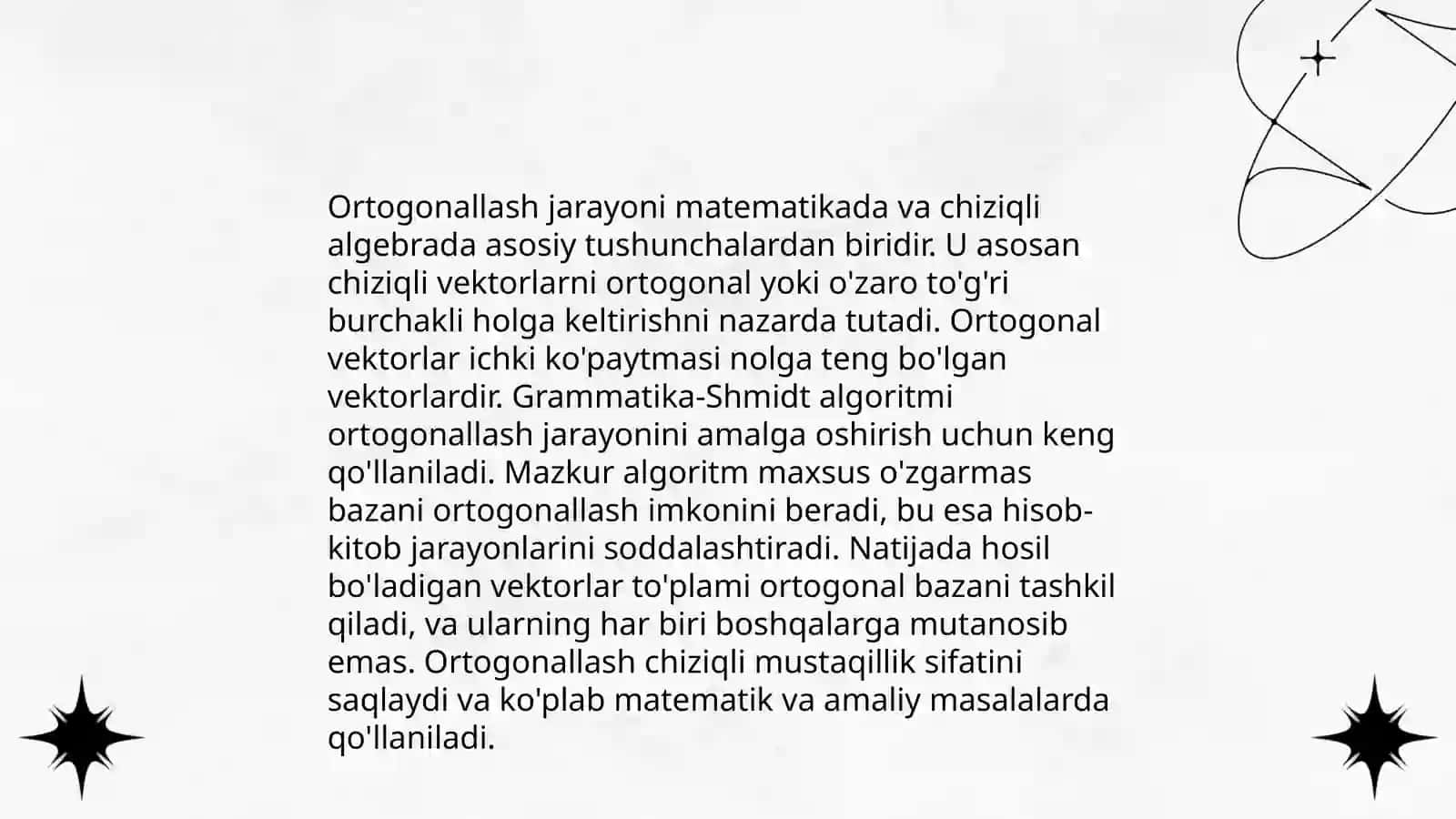 Ortogonallash jarayoni 3