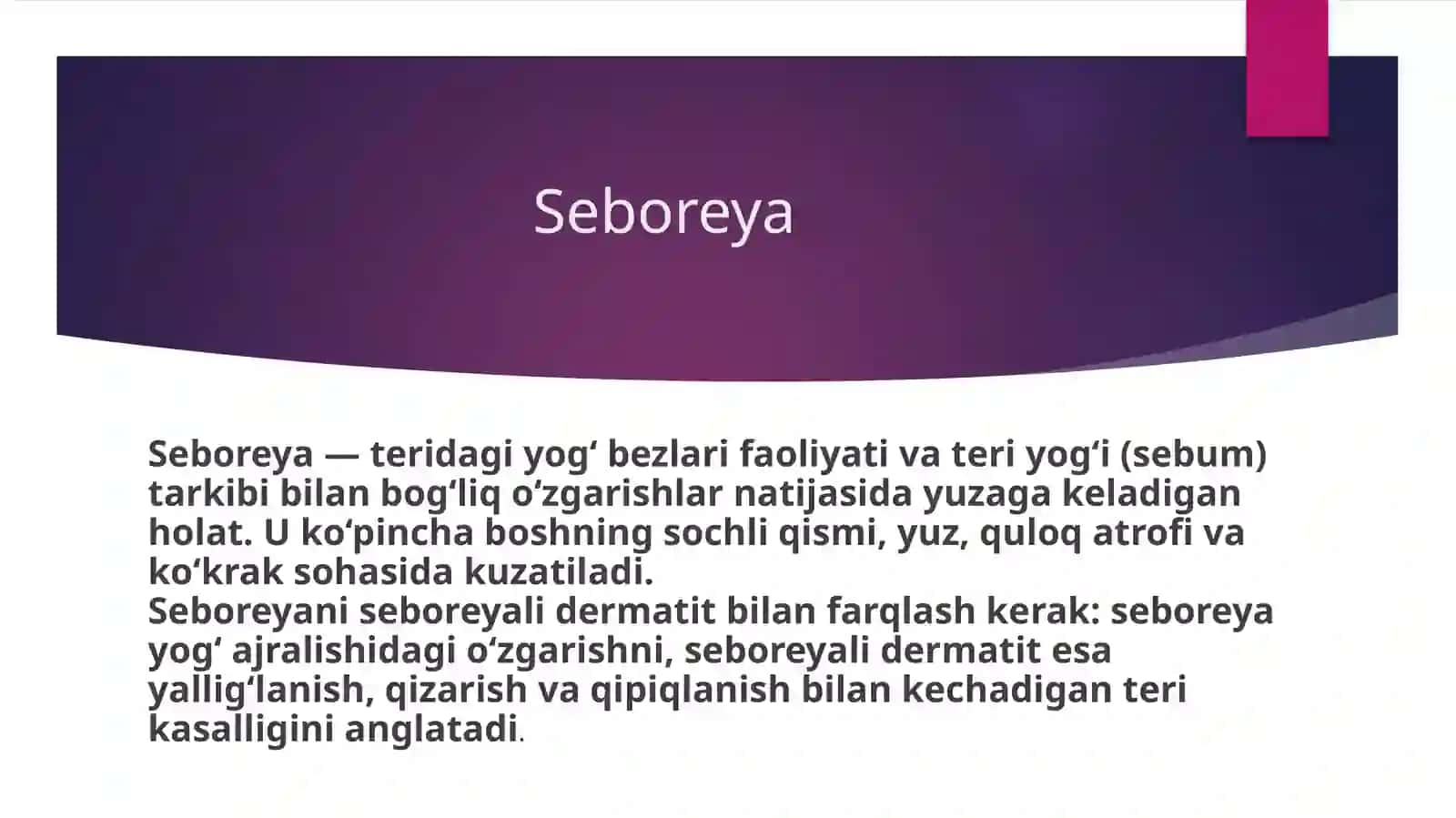 Seboreya va uning tasnifi 3