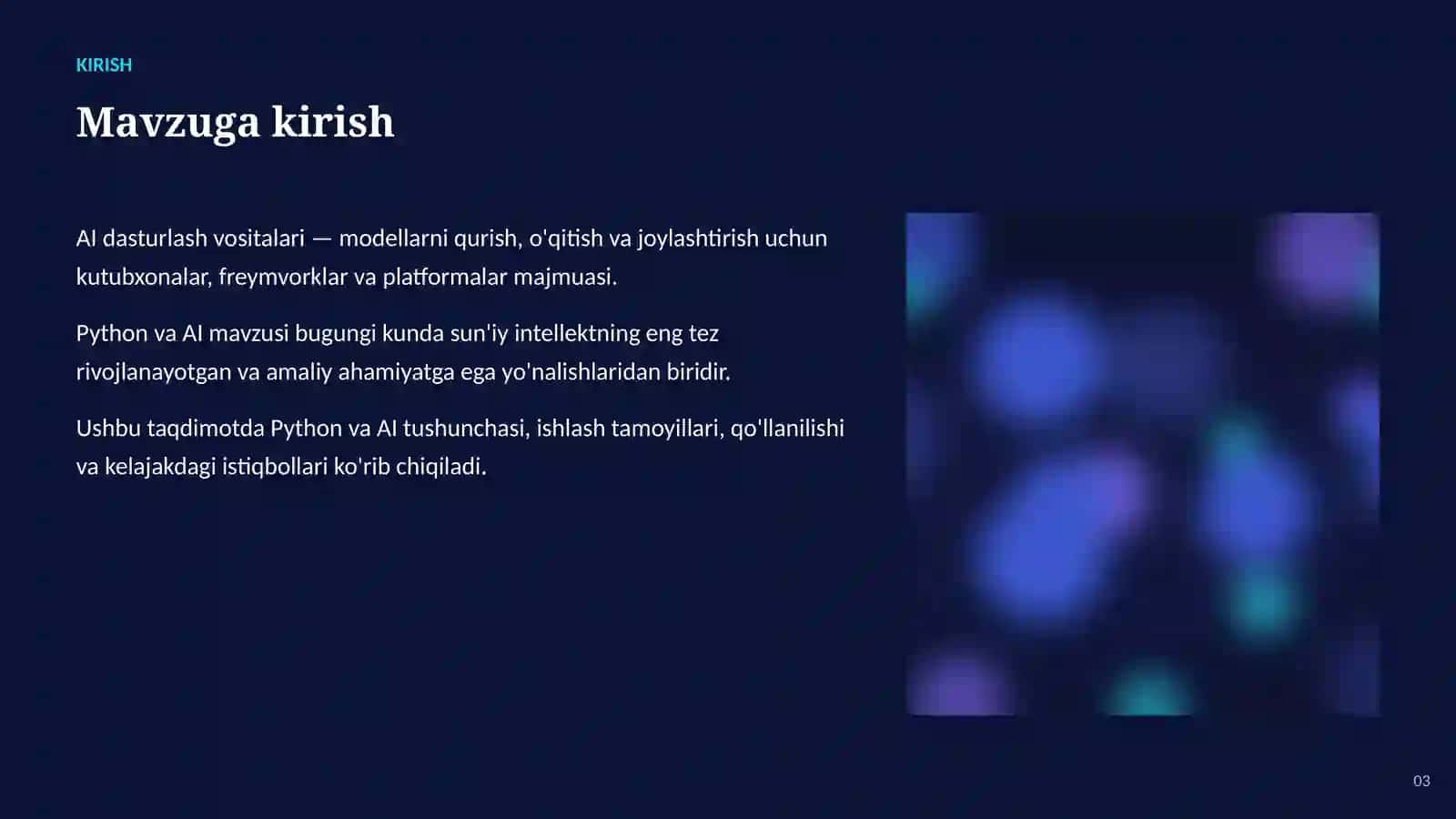 SUN'IY INTELLEKT • AI DASTURLASH VOSITALARI 3