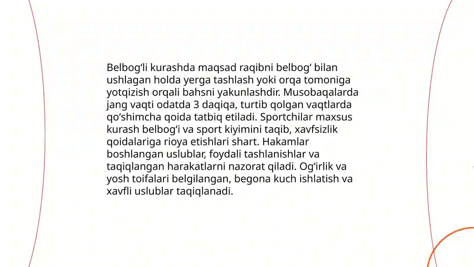 Belbogʻli kurash qonun qoidalari 3
