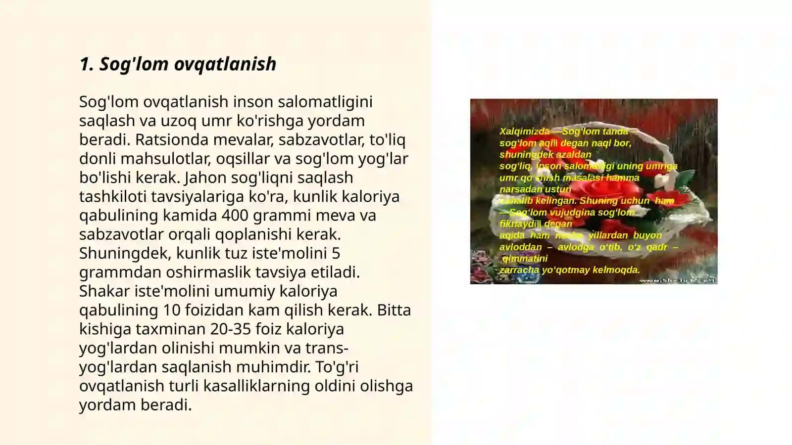 Sog'lom ovqatlanish 3