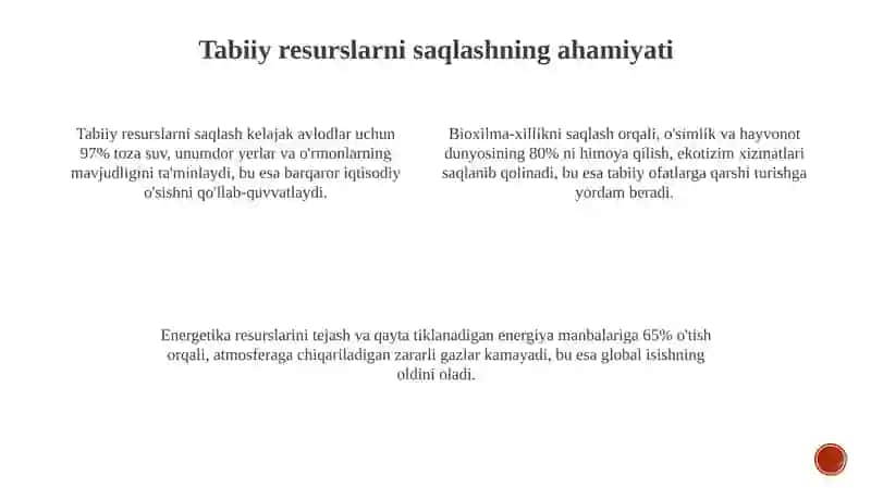 Tabiiy resurslarni saqlash 3