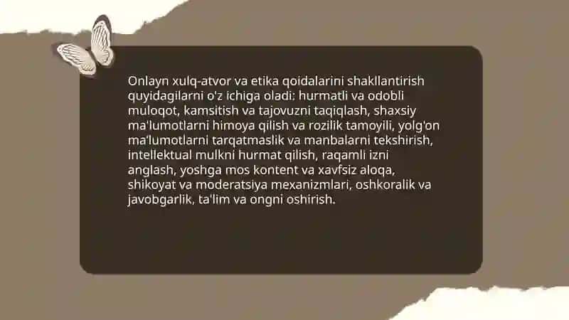 Internet tarmogʻida foydalanish boʻyicha sogʻlom muhit qoidalarini shakllantirish 3