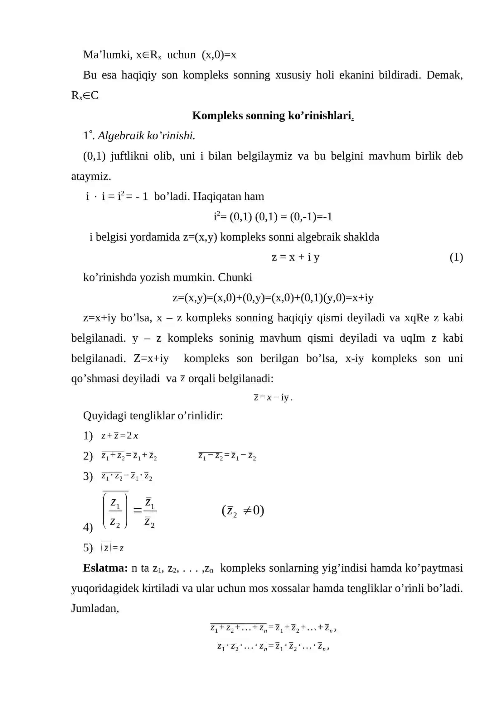 Kompleks sonlar 3