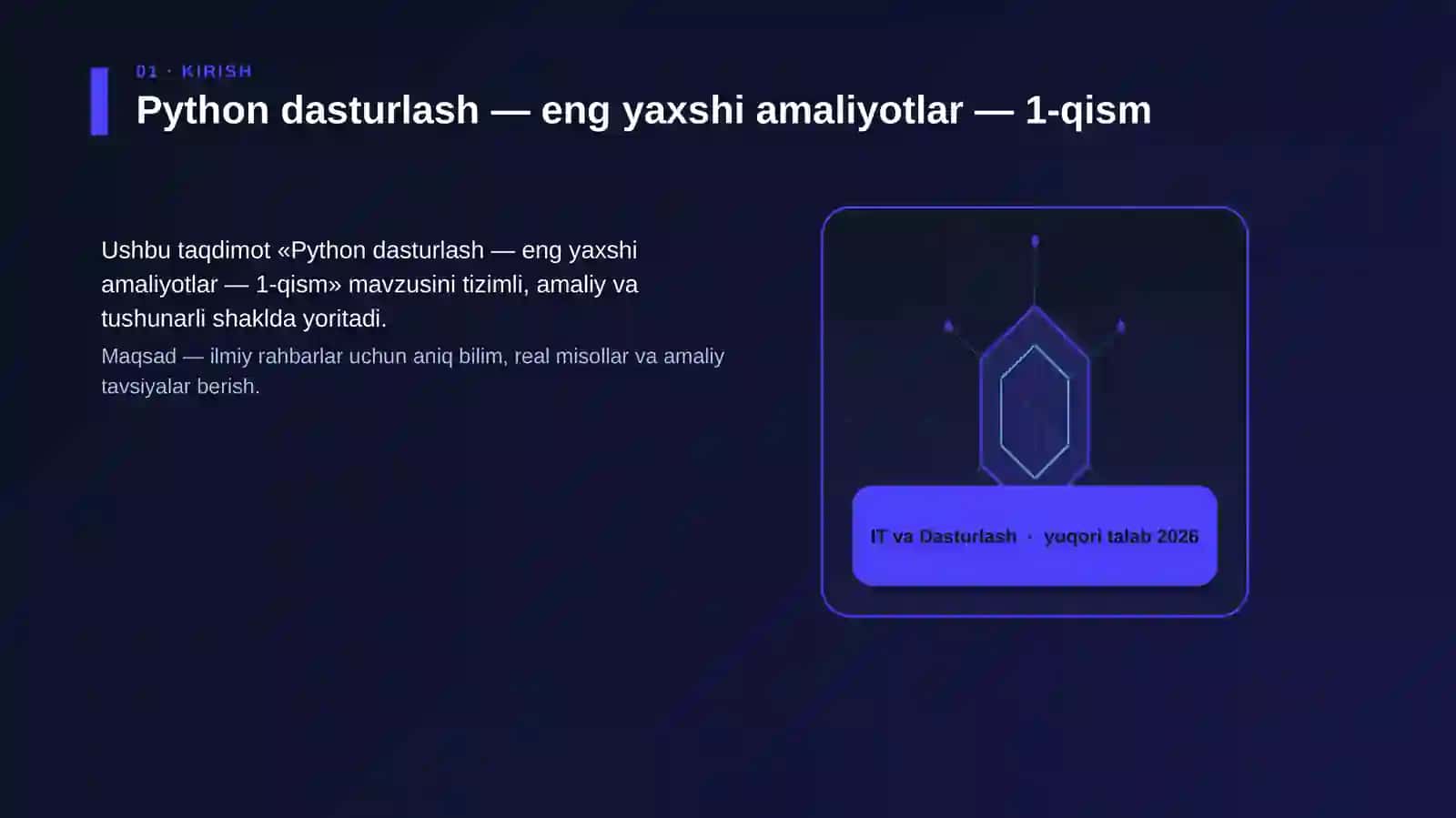 Python dasturlash — eng yaxshi amaliyotlar — 1-qism 3