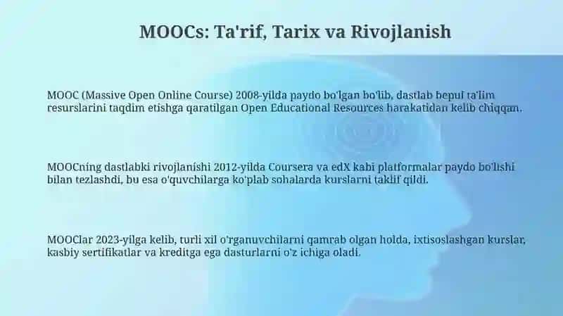 MOOCs: Ta'rif, Tarix va Rivojlanish 3