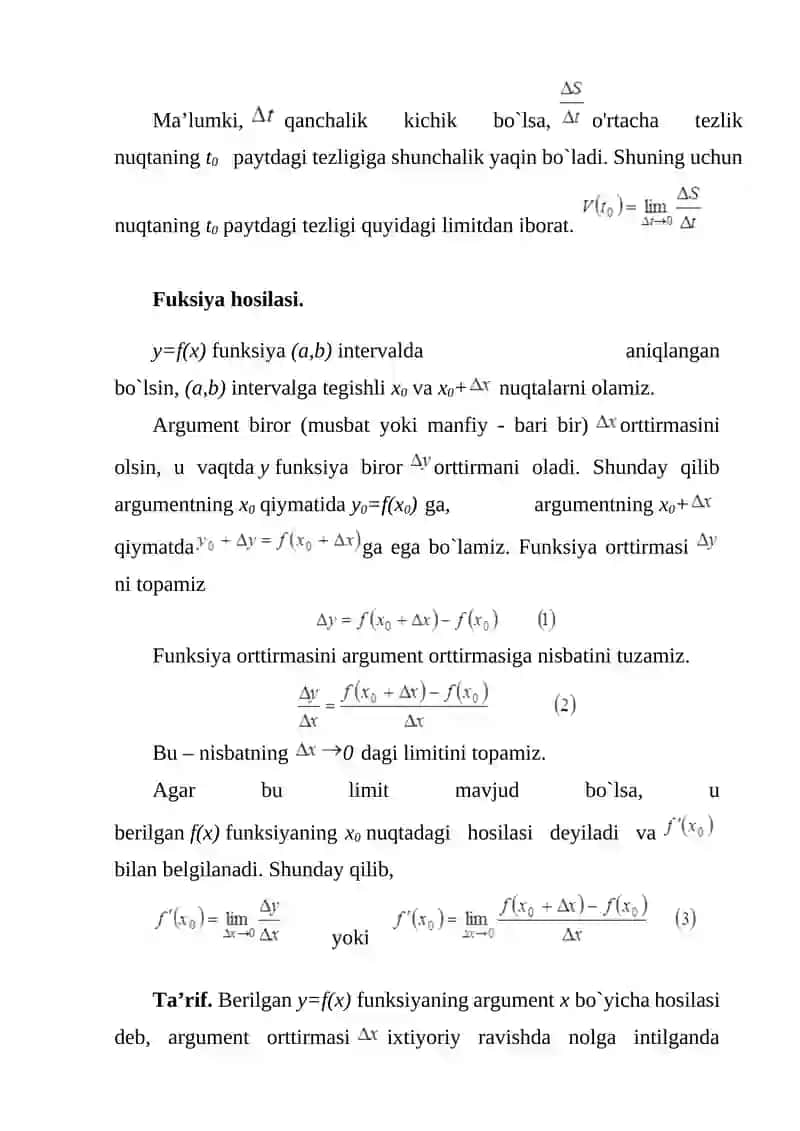 Funksiyaning hosilasi va differensiali 3