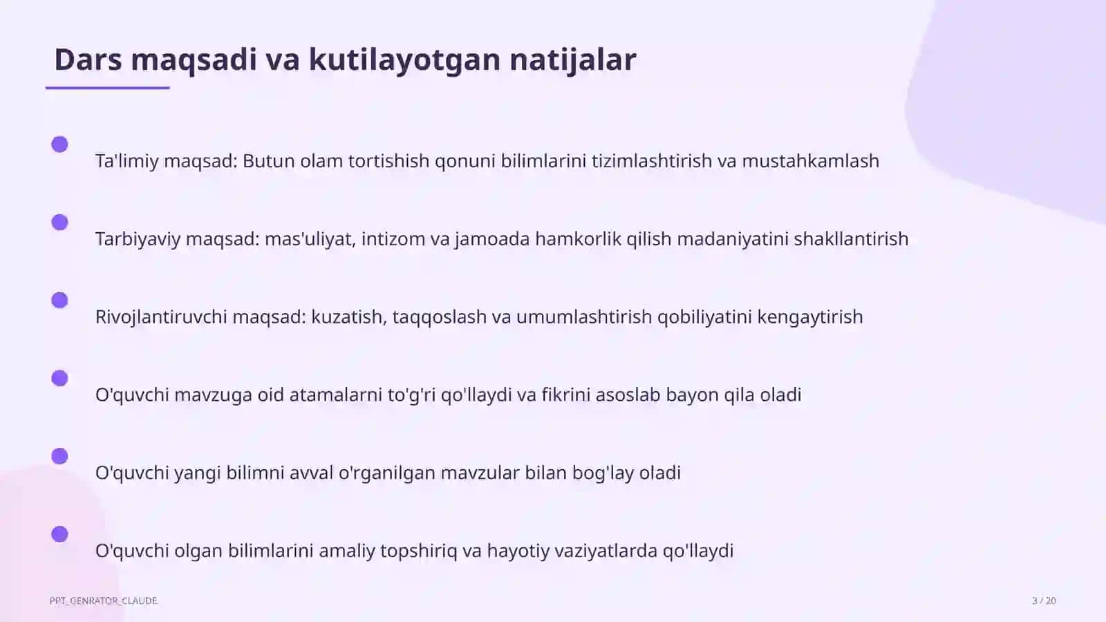 Butun olam tortishish qonuni (9-sinf) 3
