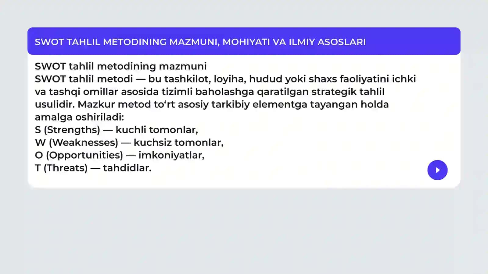 METOD SWOT TAHLIL METODI 3