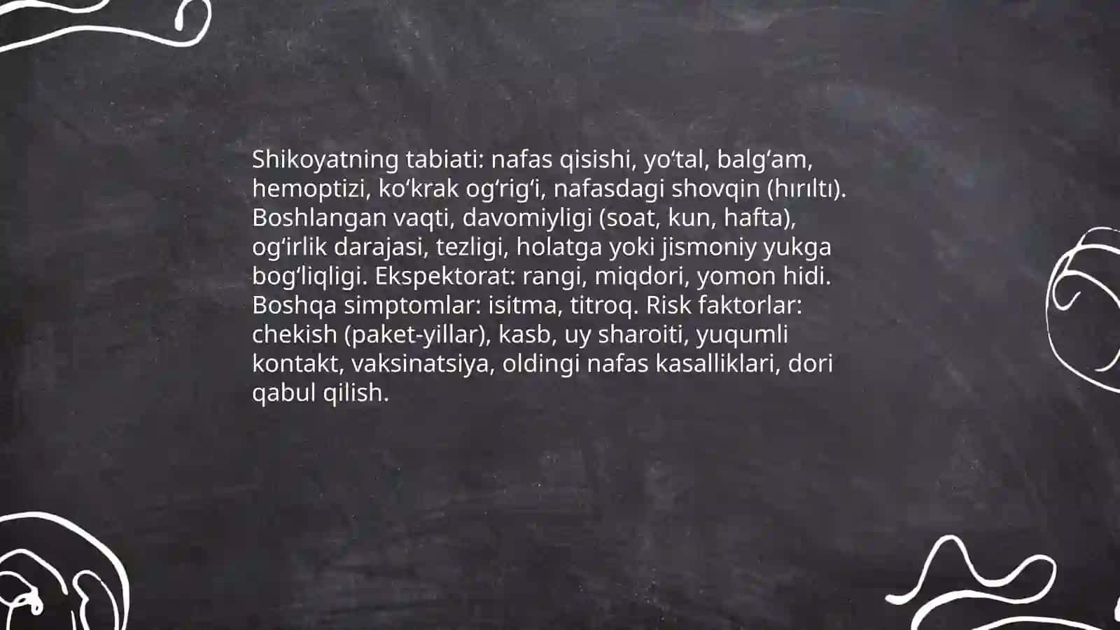 Nafas olish azolari tizimini baholash 3