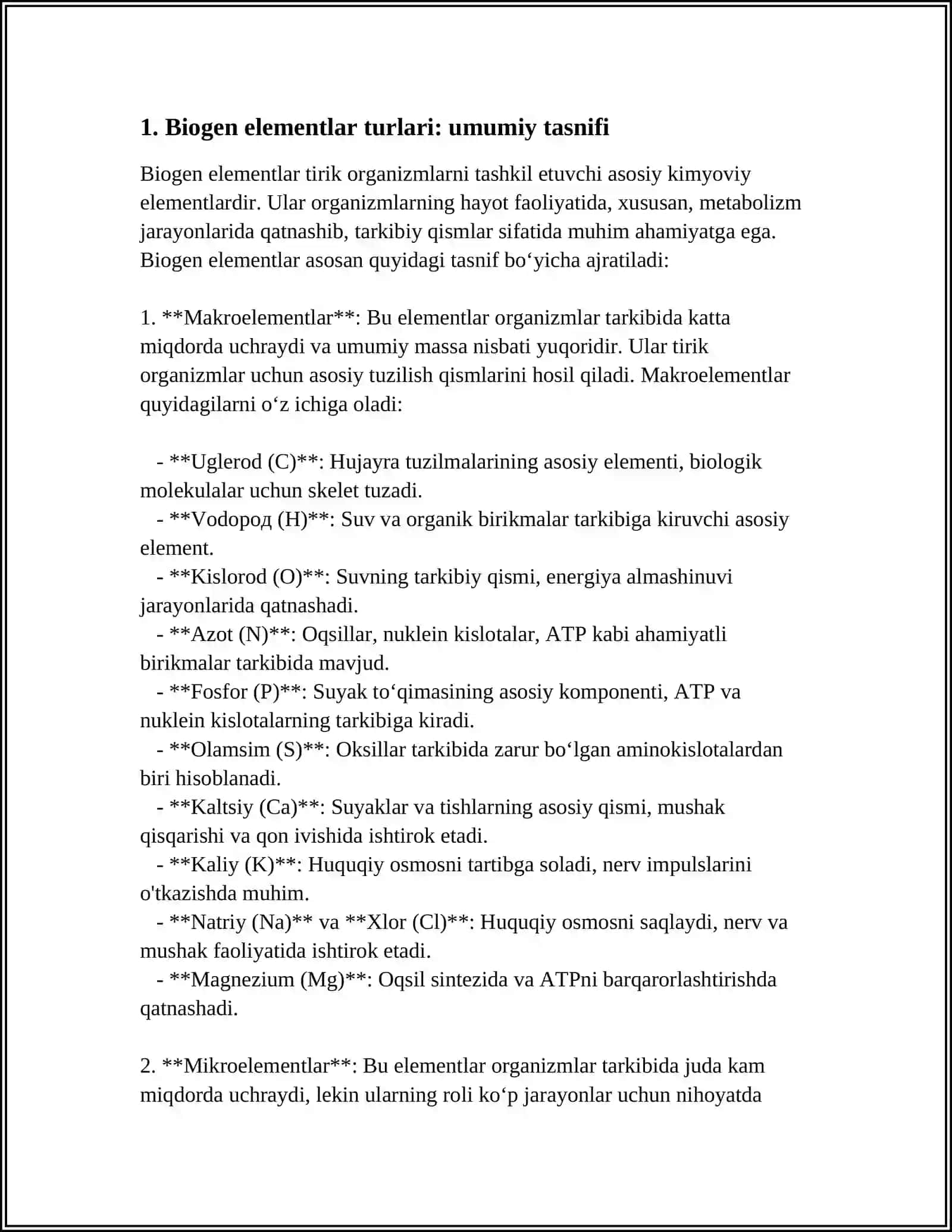 BIOGEN ELEMENTLAR TURLARI 3