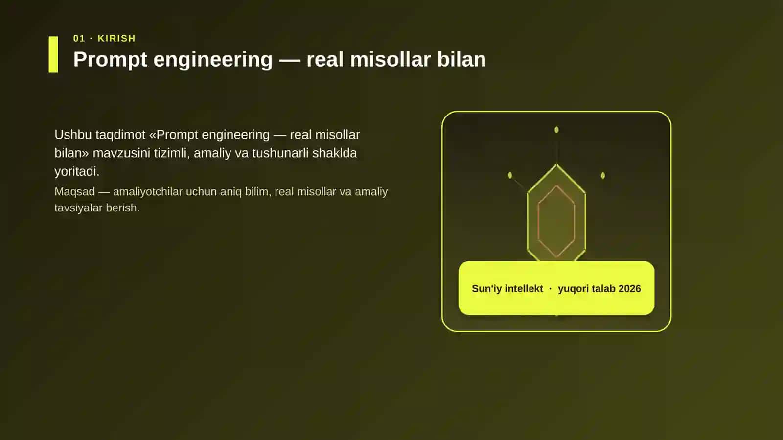 Prompt engineering — real misollar bilan 3