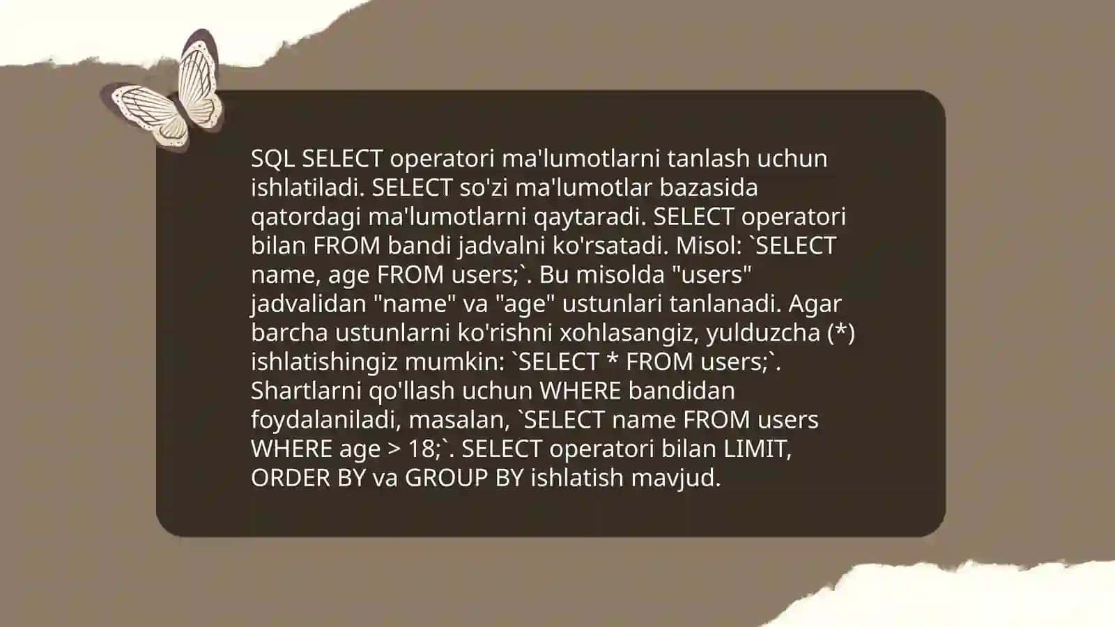 SQL tili operatorlari 3