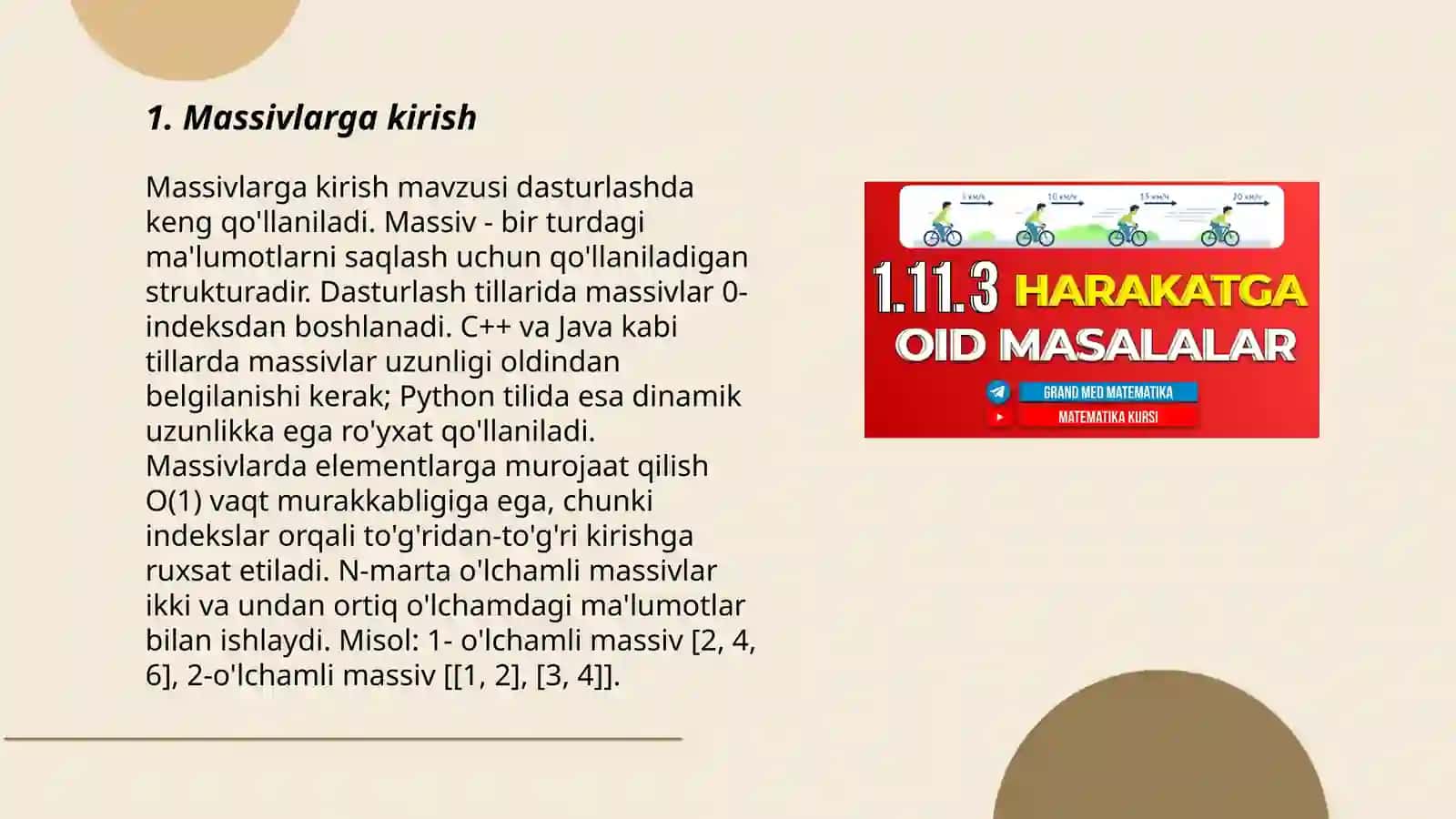 Massivlarga kirish 3