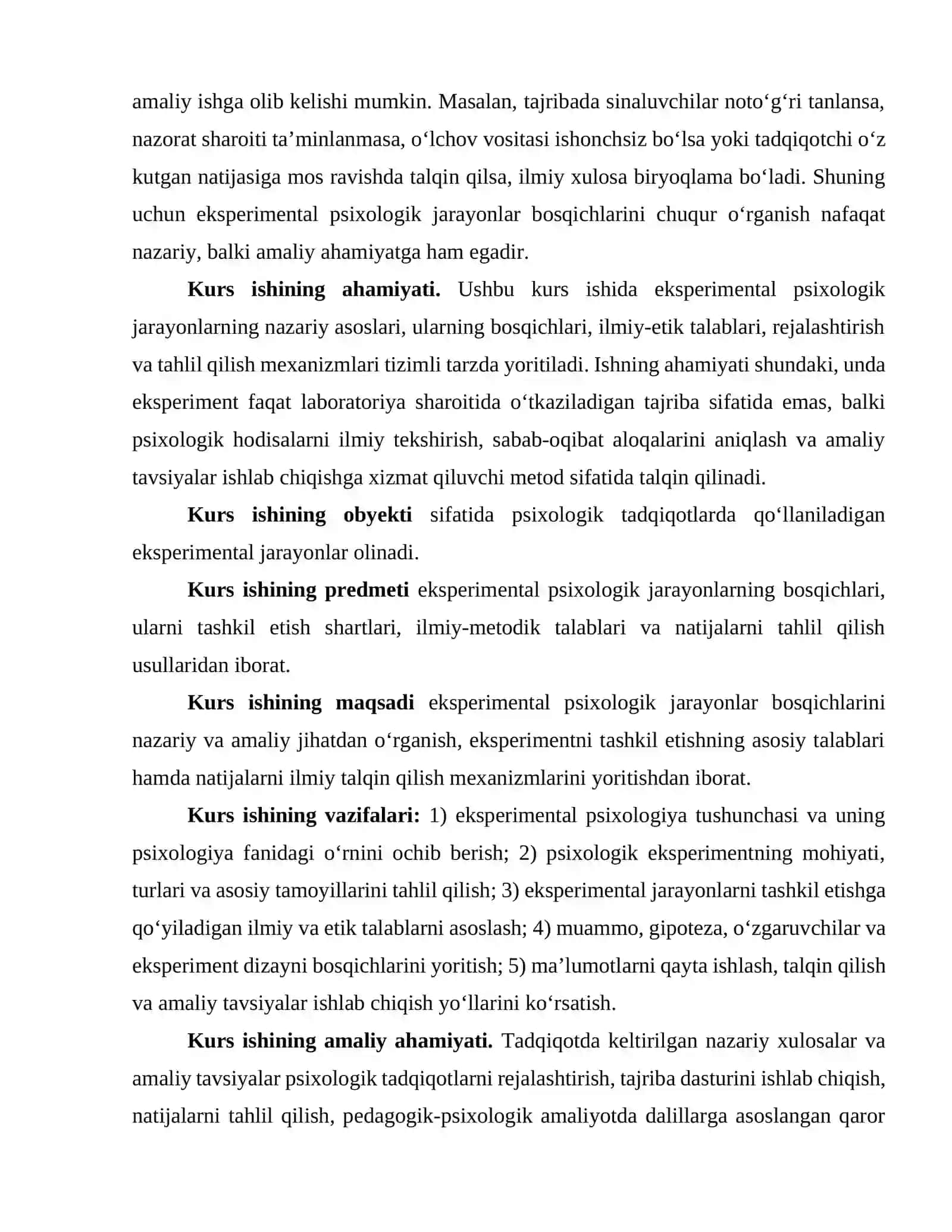 EKSPERIMENTAL PSIXOLOGIK JARAYONLAR BOSQICHLARI 3
