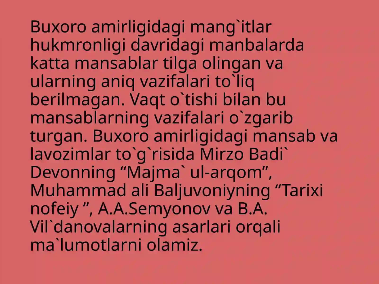 Buxoro amirligida mansab va unvonlar 3