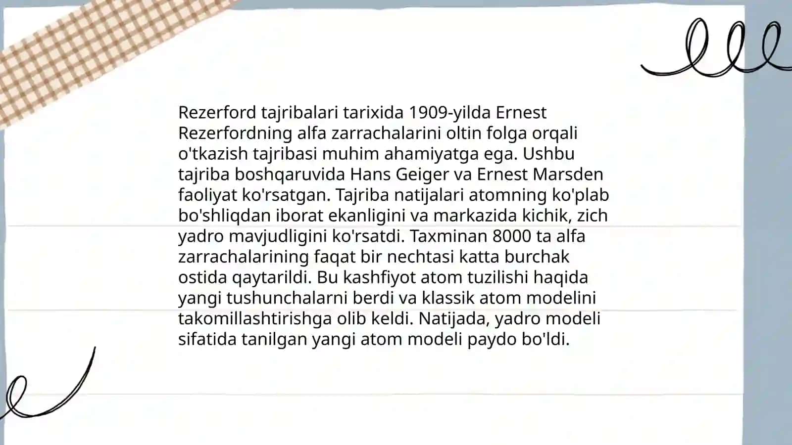 Rezerfrod va Gerlax tajribalari 3