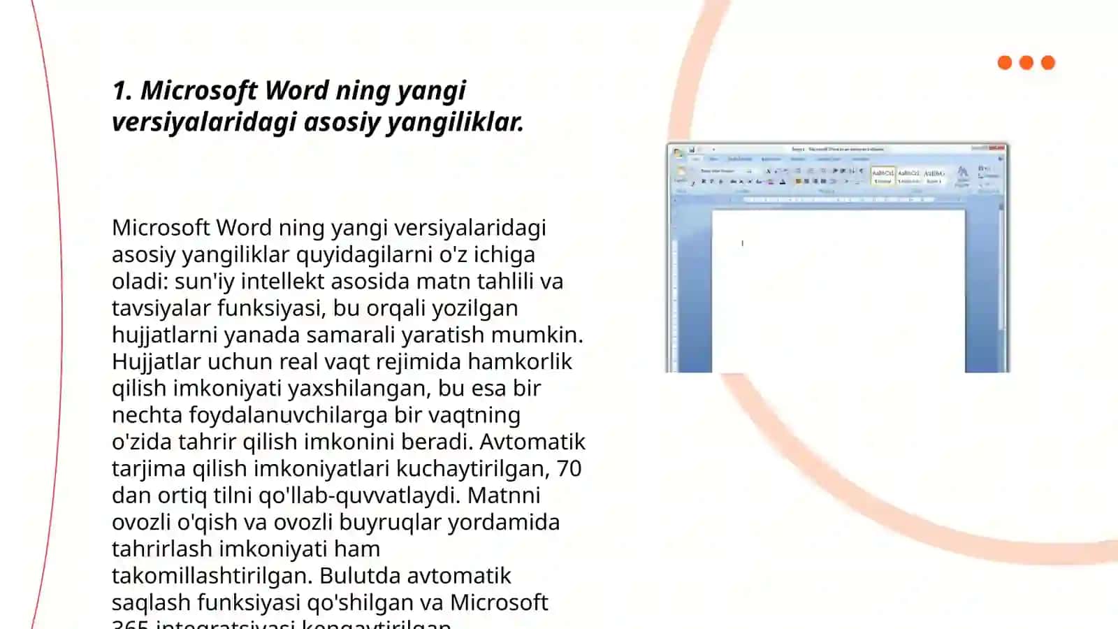 Microsoft Word dasturining imkoniylari 3