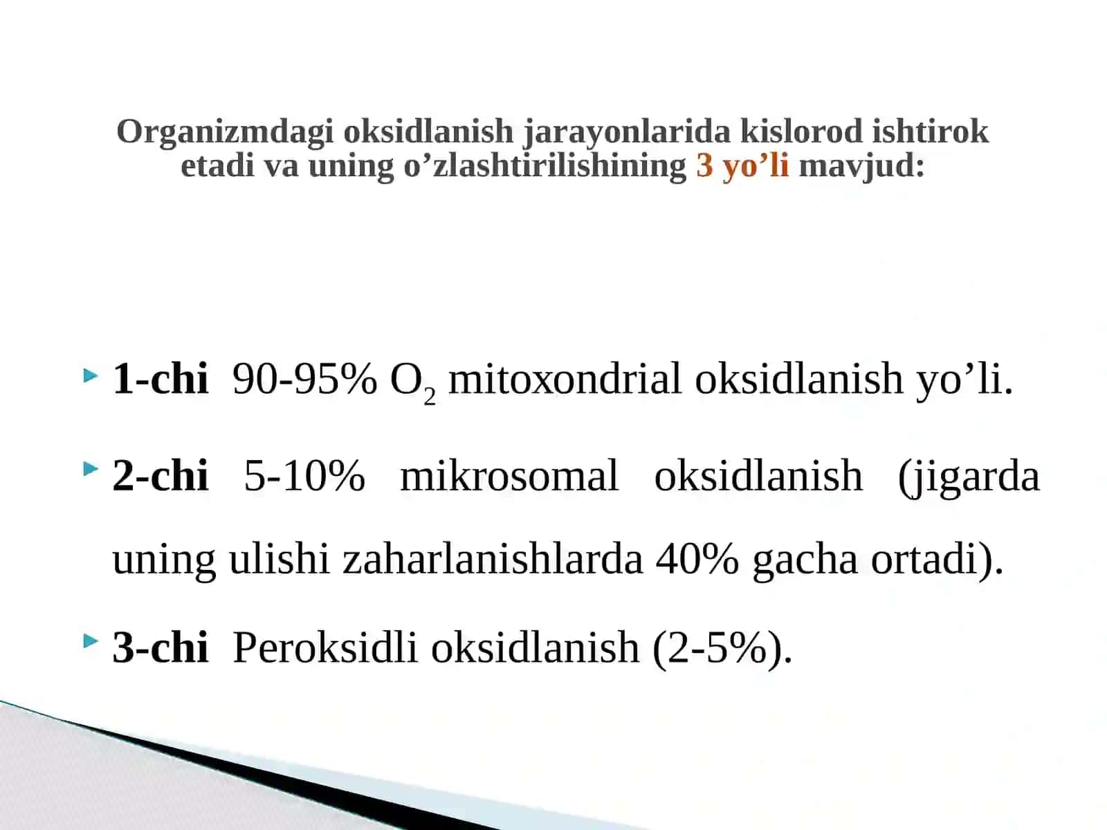 Biologik oksidlanish. 3