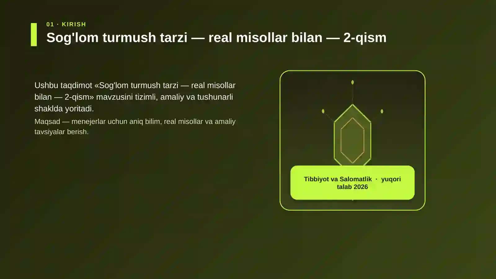 Sog'lom turmush tarzi — real misollar bilan — 2-qism 3