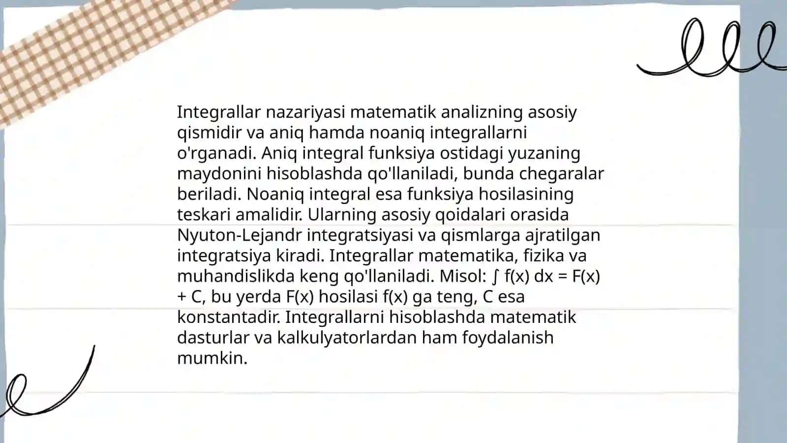 Integrallar nazariyasi 3