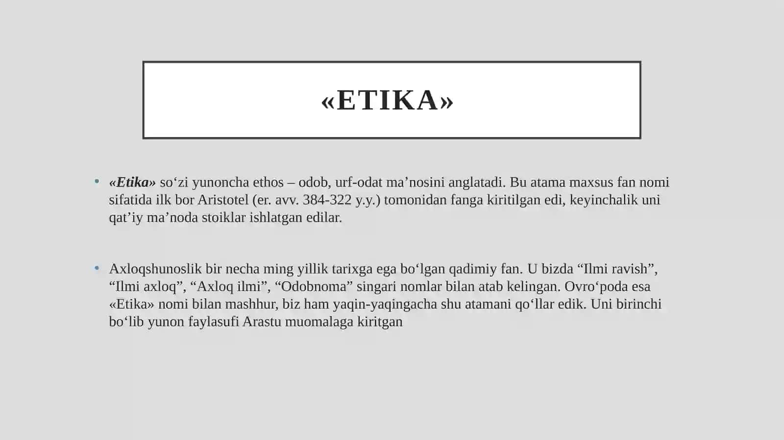 Axloq falsafasi.(Etika) 3