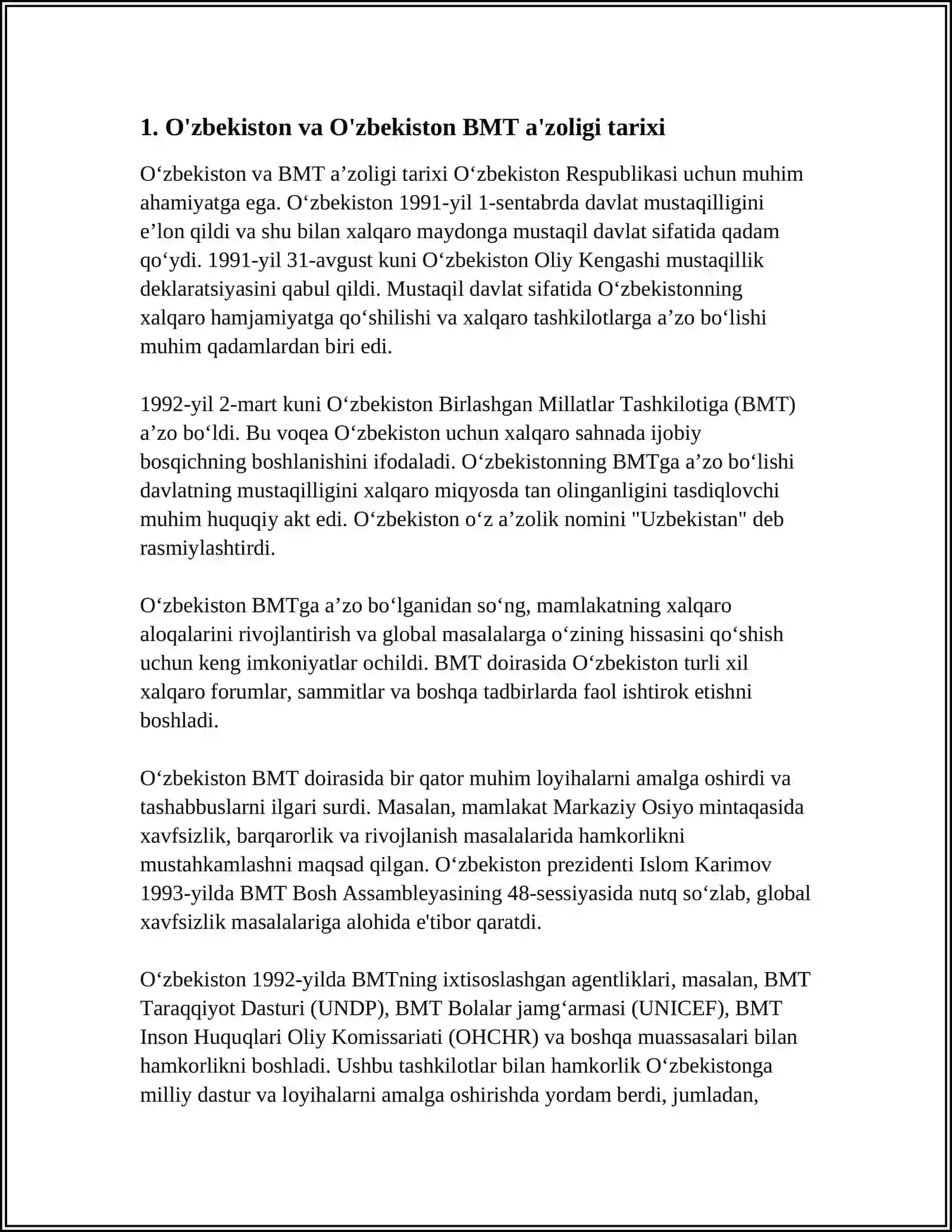 O'ZBEKISTON VA BMSH MUNOSABATLARI 3