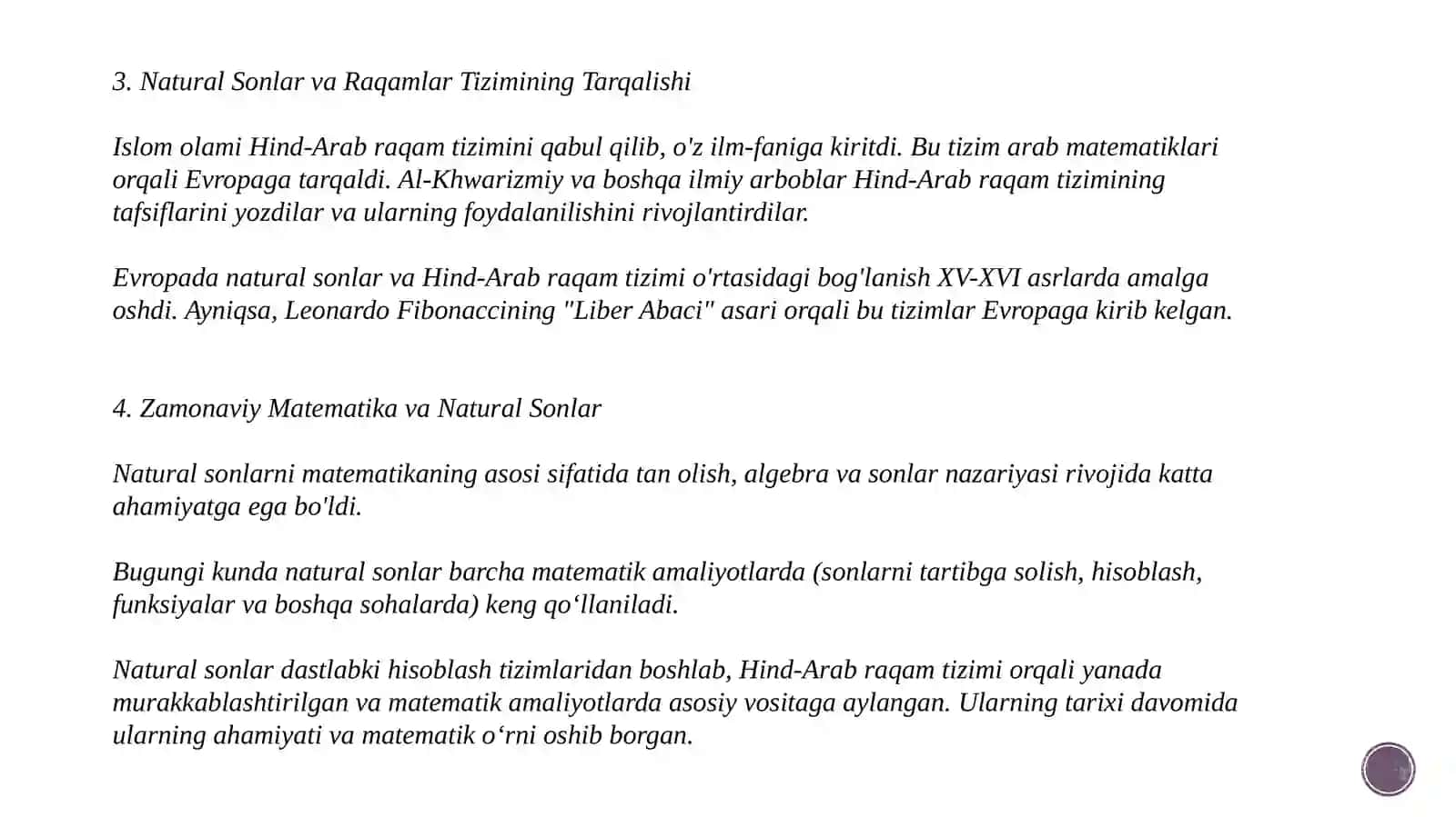 Natural sonlar tushunchasi 3
