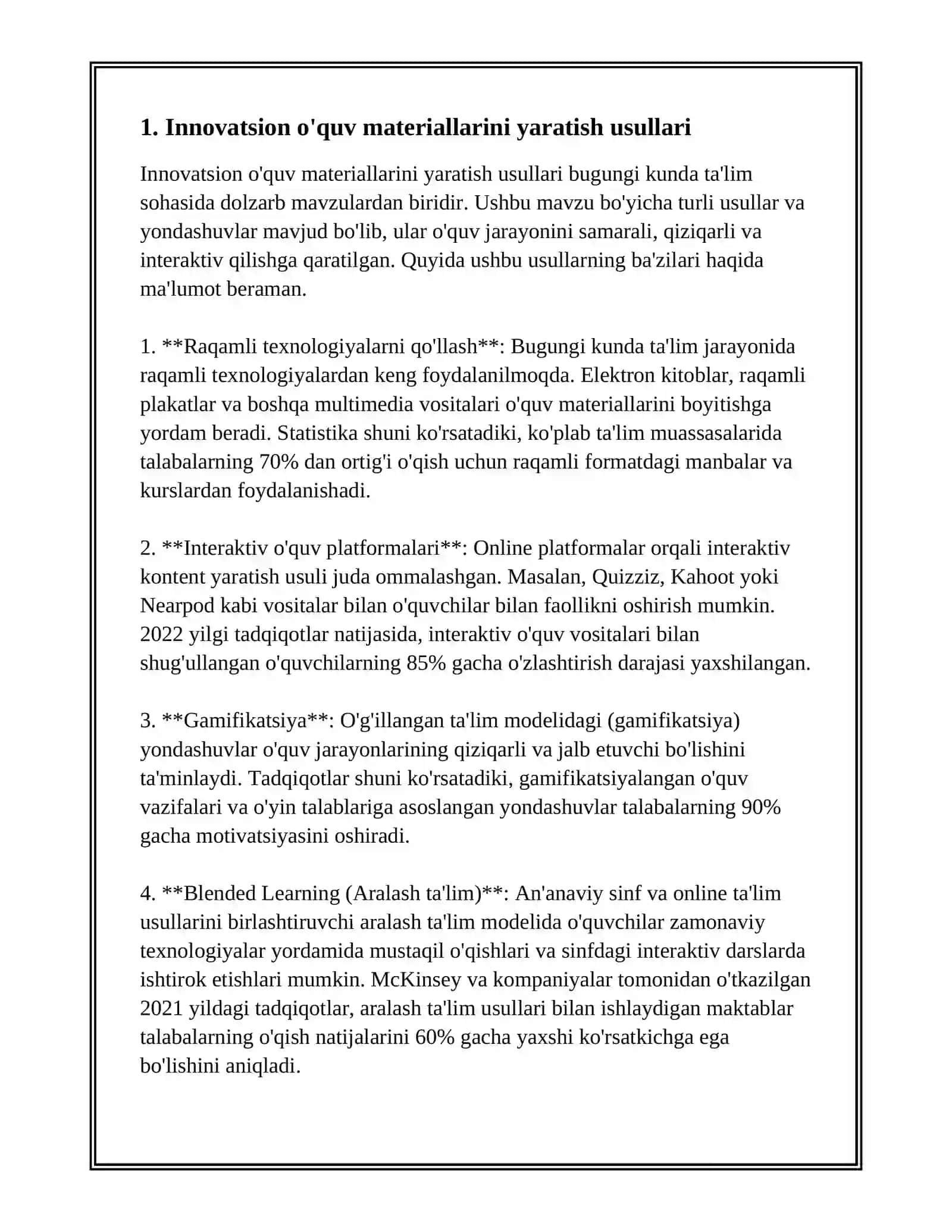 OʻQUV MATERIALLARINI TAYYORLASHGA KREATIV YONDASHUV 3