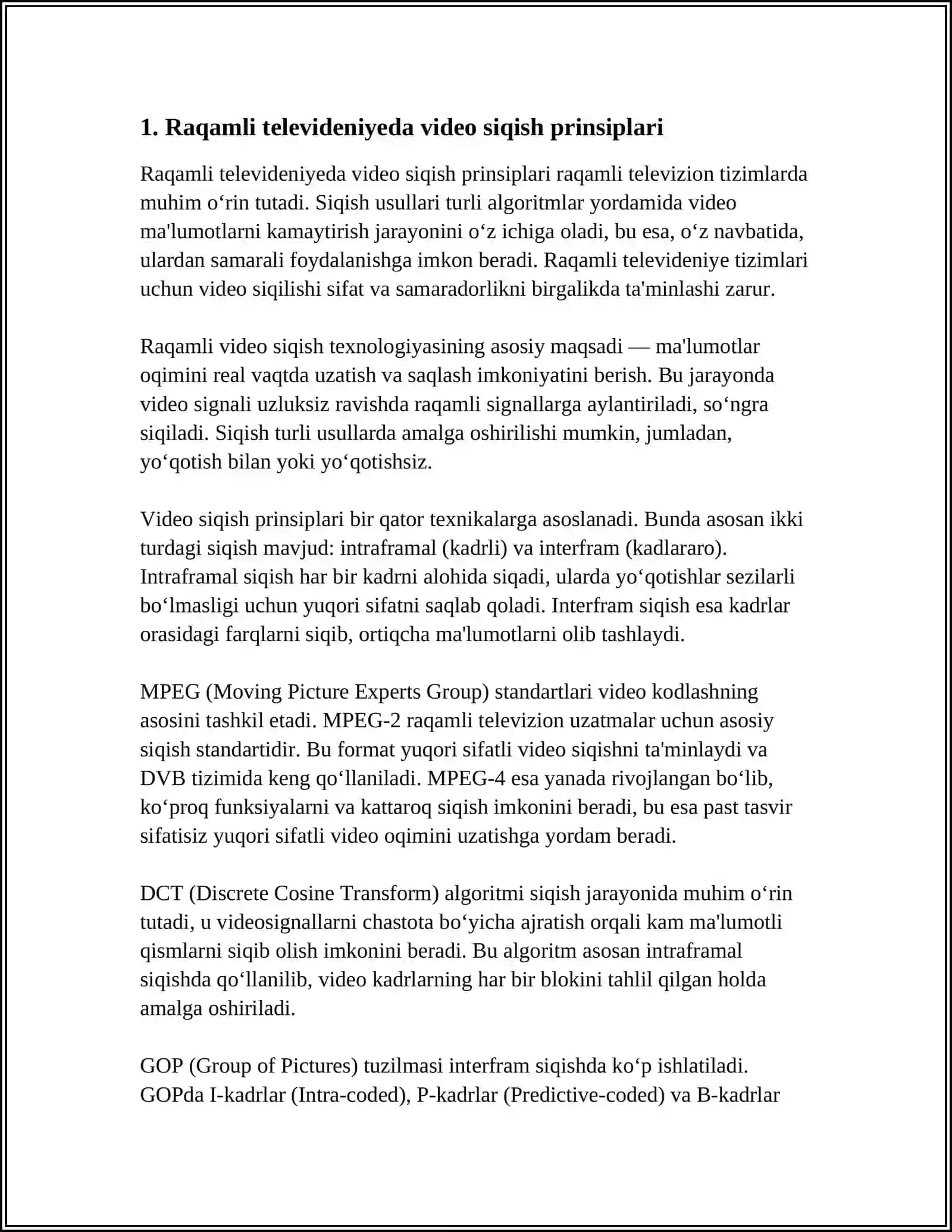 RAQAMLI TELEVIZION TIZIMLARDA KODLASH 3