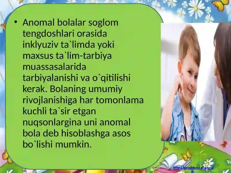 ALOXIDA YORDAMGA MUXTOJ - ANOMAL BOLALARNING TURLI XIL TOIFALARI USTIDA ISH OLIB BORILADI 3