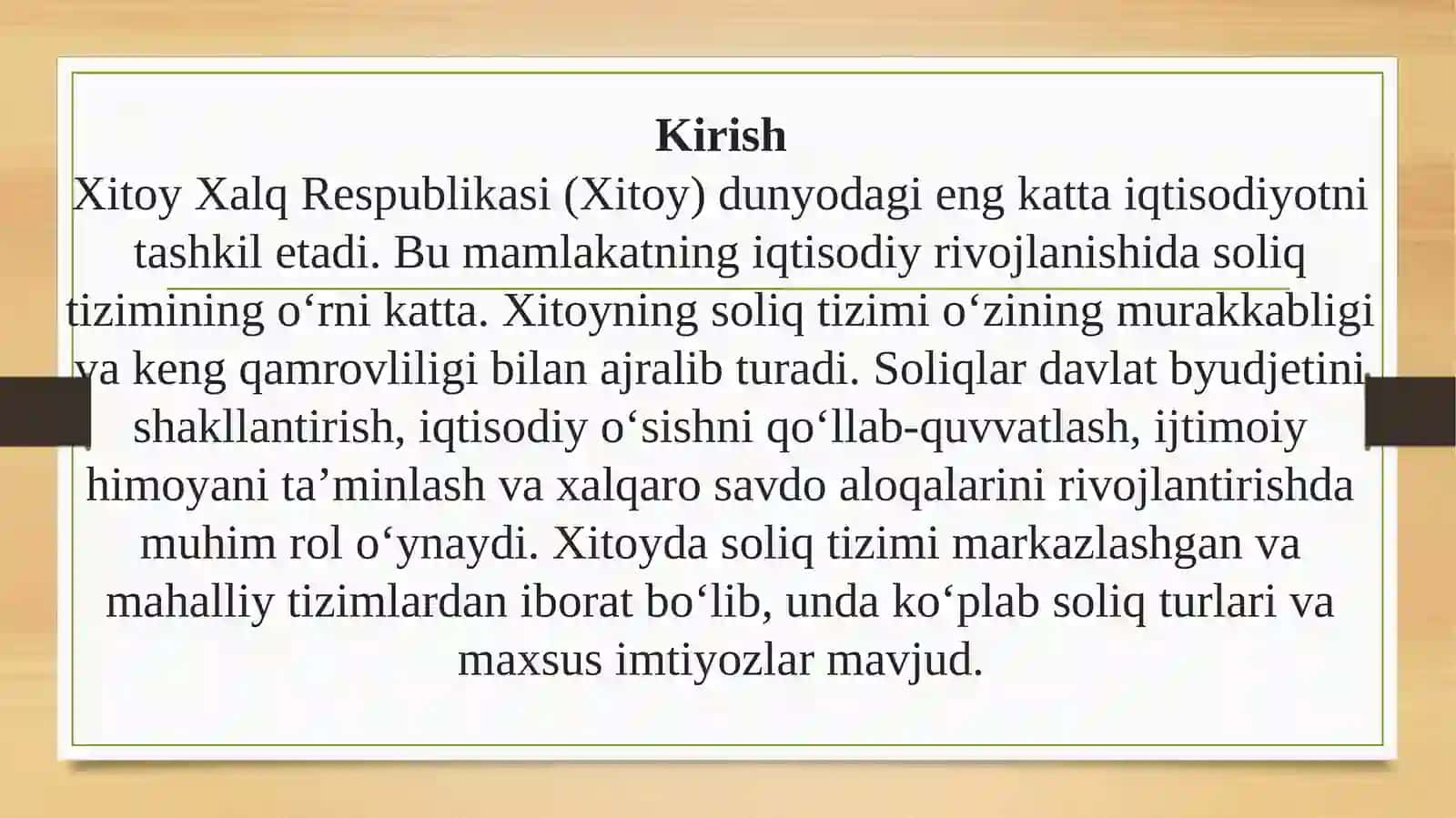XITOY XR SOLIQ TIZIMI VA O’ZIGA XOS XUSUSIYATLARI 3