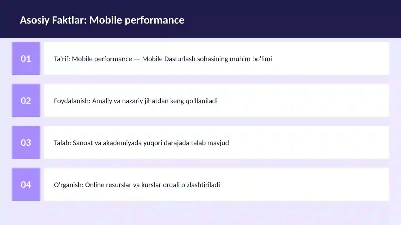 Mobile performance 3