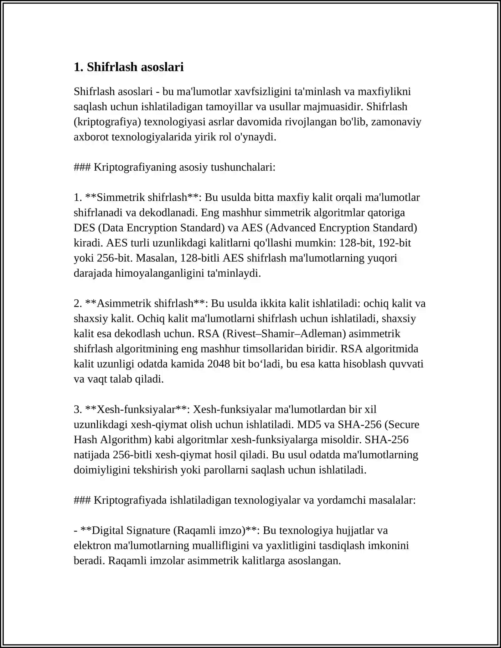 AXBOROTNI XIMIYOLASHNING KRIPTOGRAFIK USULLARI 3