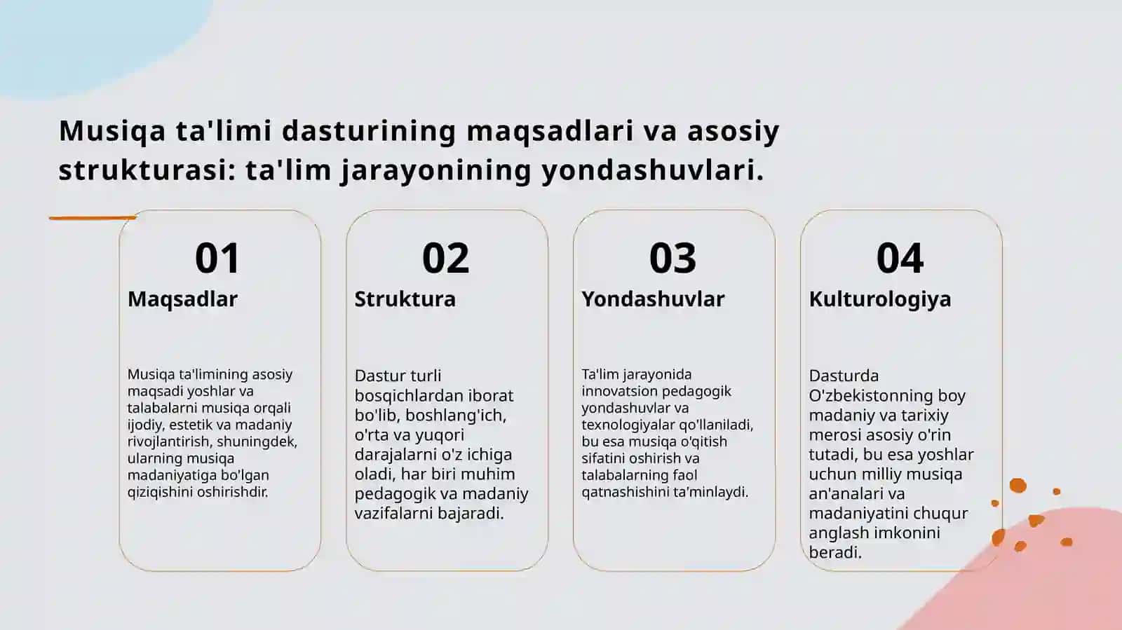 Musiqa  ta'limi dasturining  xususiyatlari 3