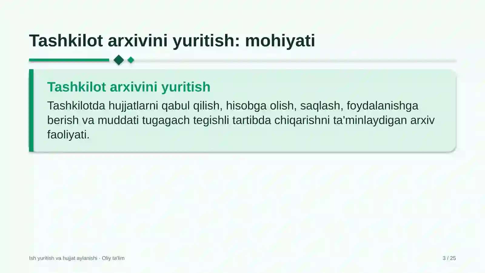 Shakar sanoatida tashkilot arxivini yuritish 3