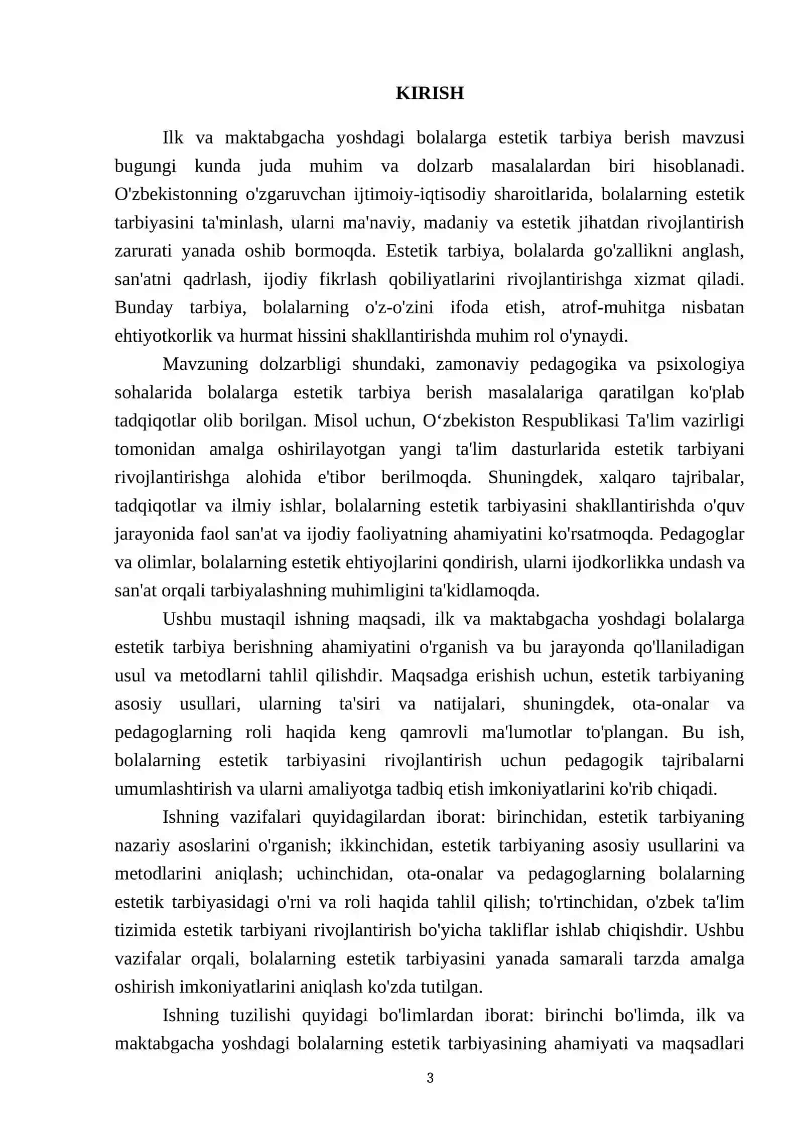 Estetik tarbiya berish 3
