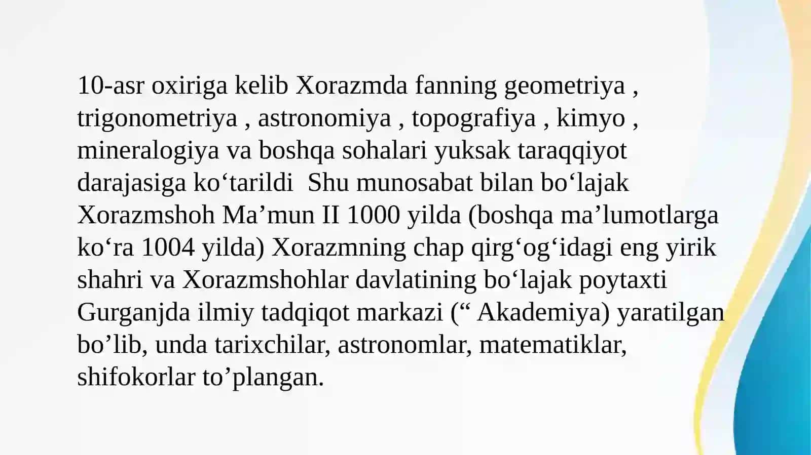 Xorazm Mamun akademiyasi faoliyati 3