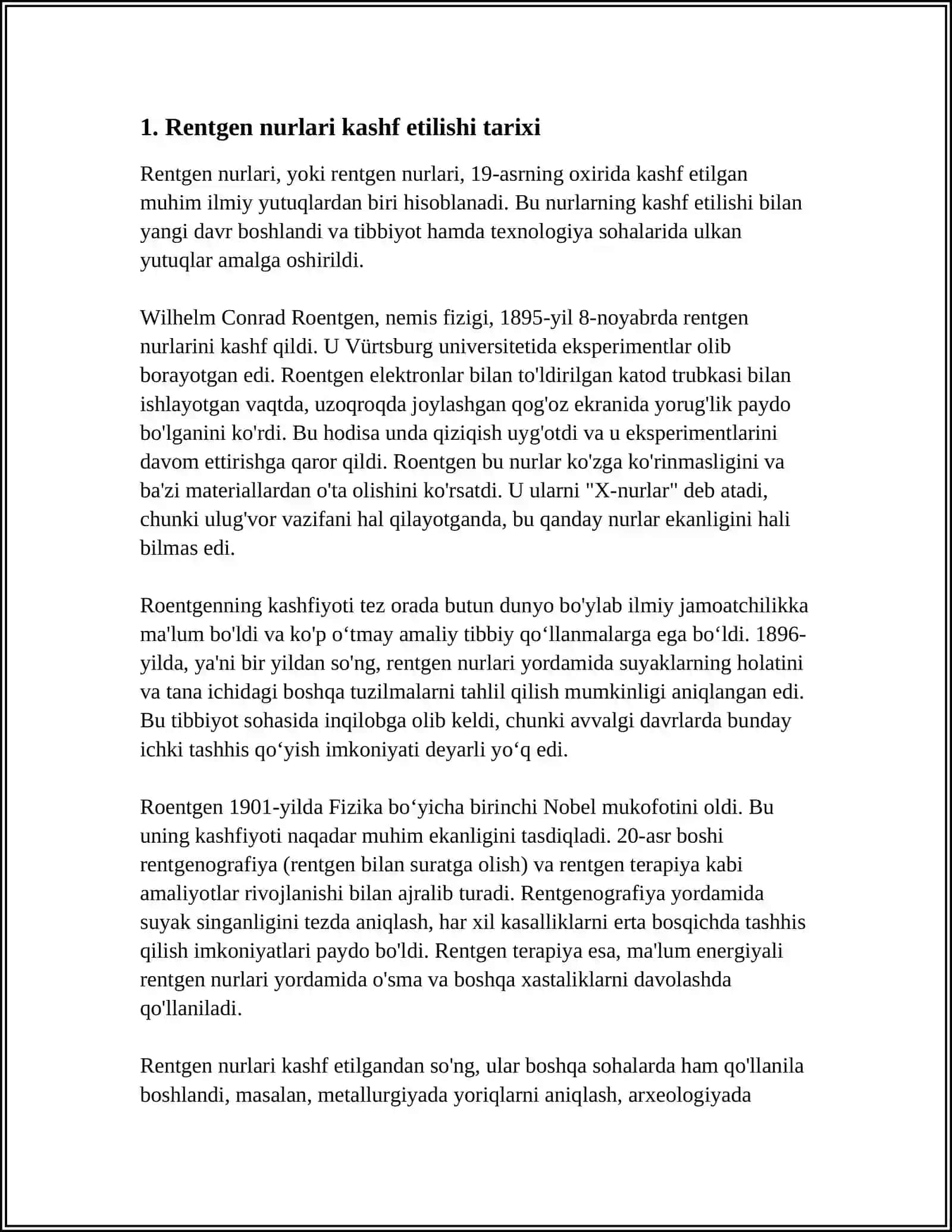 RENTGEN NURLARINI O'RGANISH TARIXI,SUYAK VA BO'G'IMLAR RIVOJLANISHINI RENTGEN NURLARI YORDAMIDA O'RGANISH. RENTGENOANATOMIYADA YANGI TEXNOLOGIYALAR 3