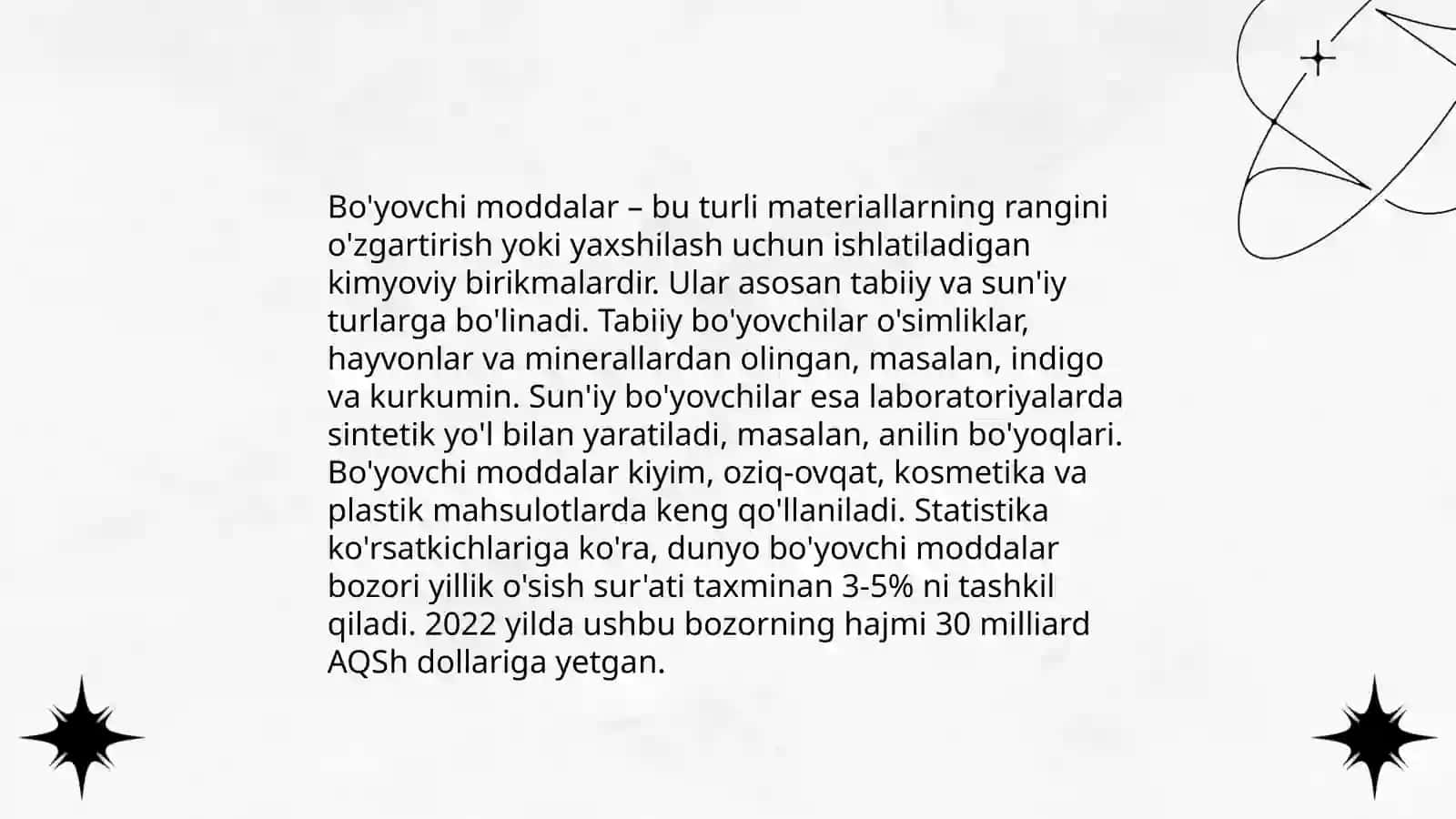 Bo'yovchi moddalar turlari 3