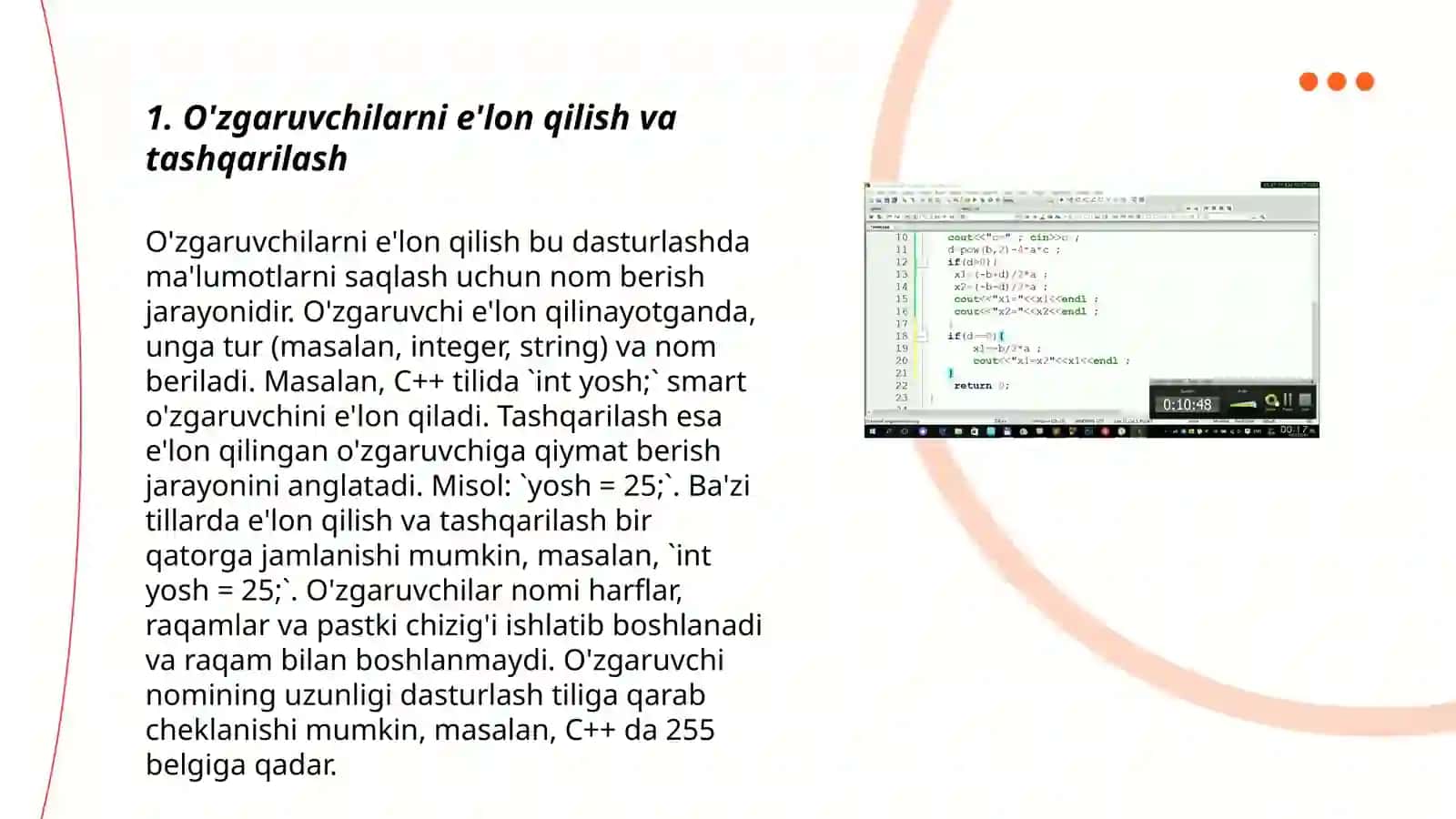 C++ tilida dasturlash Ning asosiy operatorlari 3