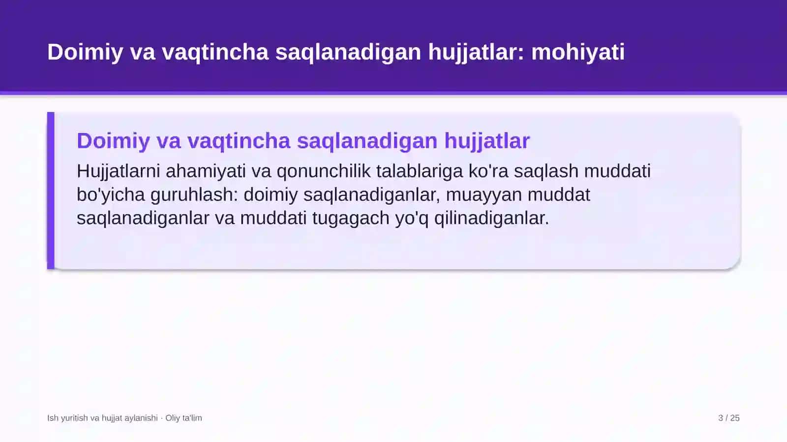 Kraudfanding platformalarida doimiy va vaqtincha saqlanadigan hujjatlarni ajratish 3