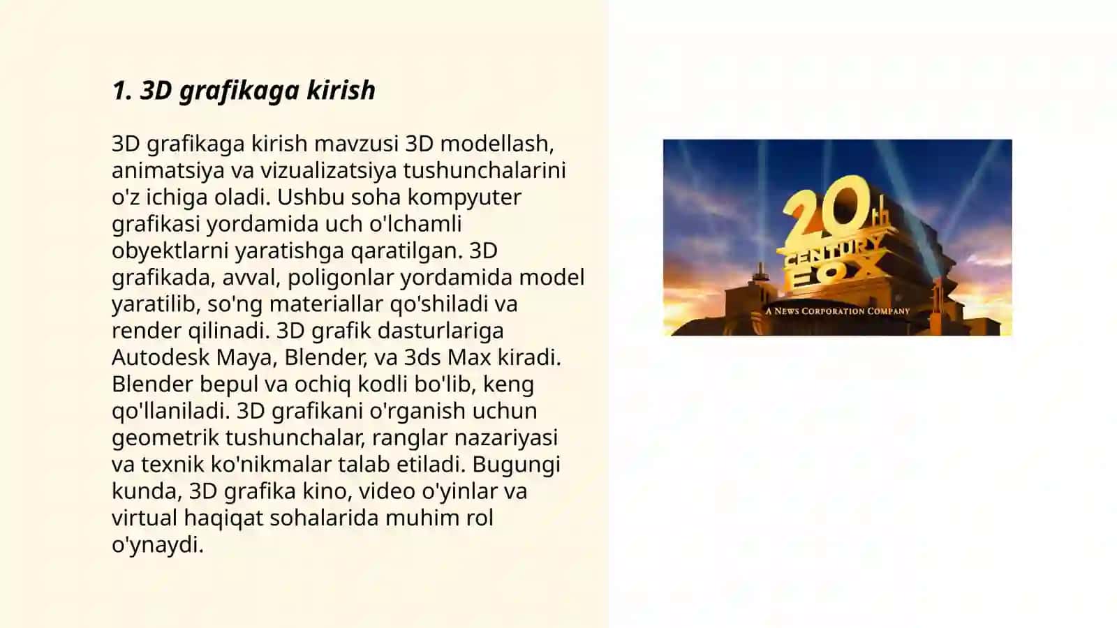 3 o'lchovli grafika imkoniyatlarini loyihalashda qo'llash texnologiyalari 3
