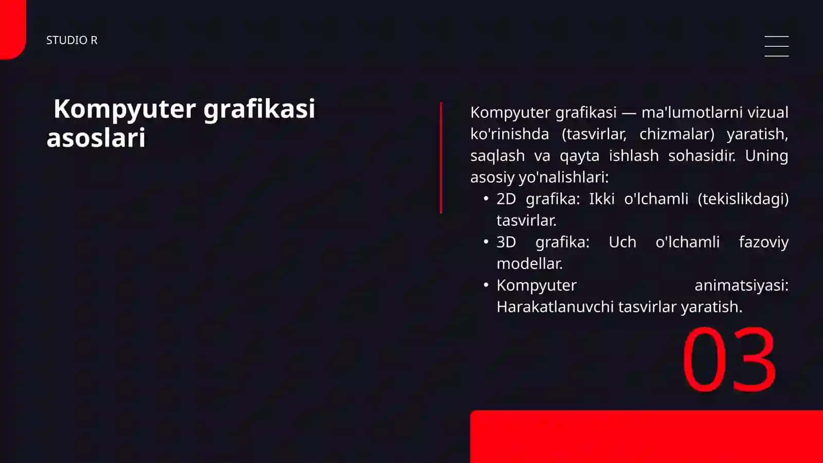 DASTURLASHDA KOMPYUTER GRAFIKASI 3