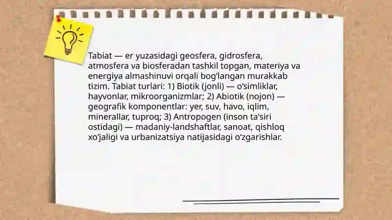 Tabiat haqida asosiy tushunchalar va tabiat komponentlari 3