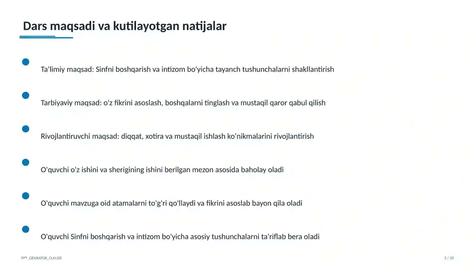 Sinfni boshqarish va intizom 3
