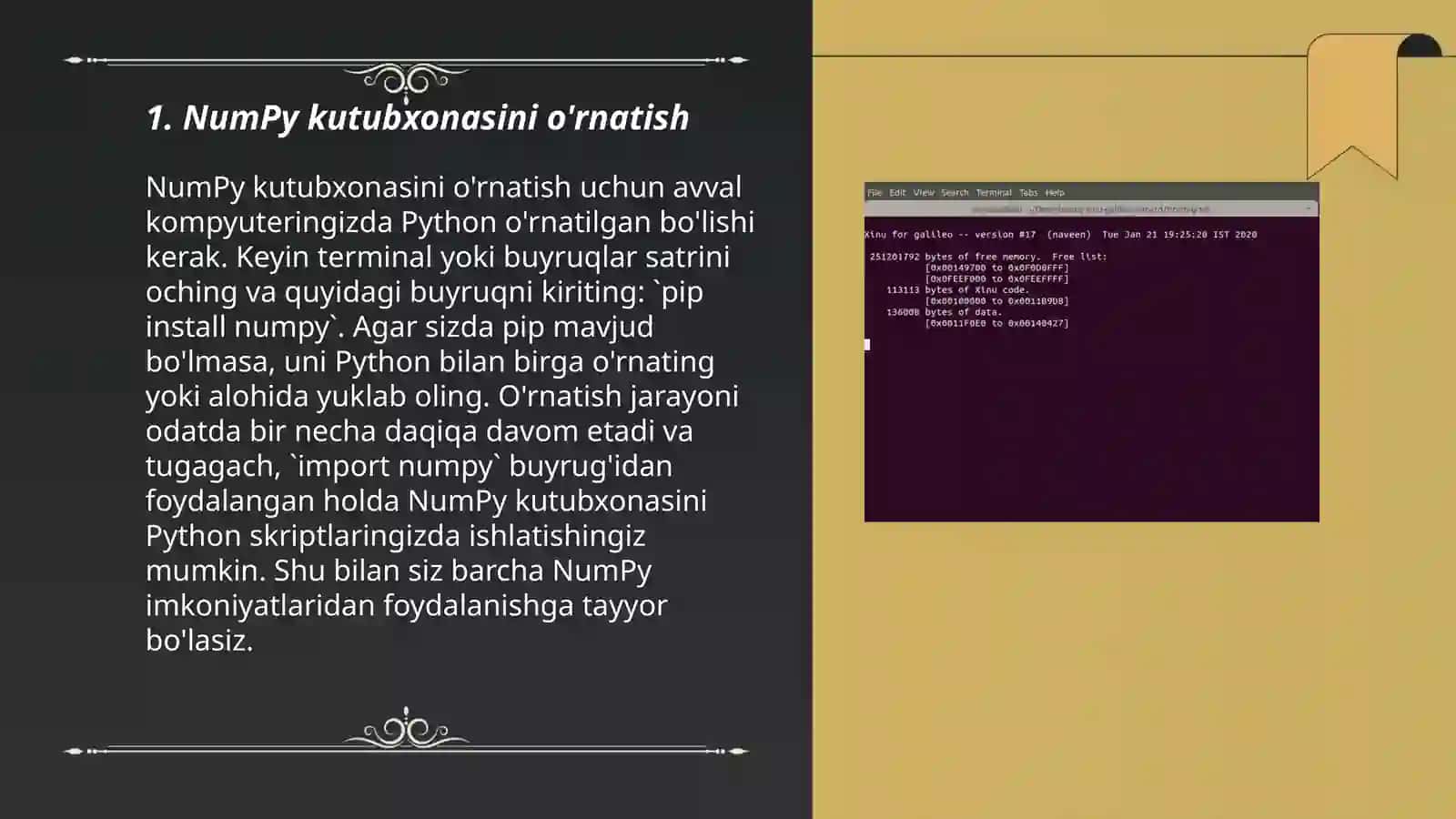 Pythonda NumPy kutubxonasi bilan ishlash 3