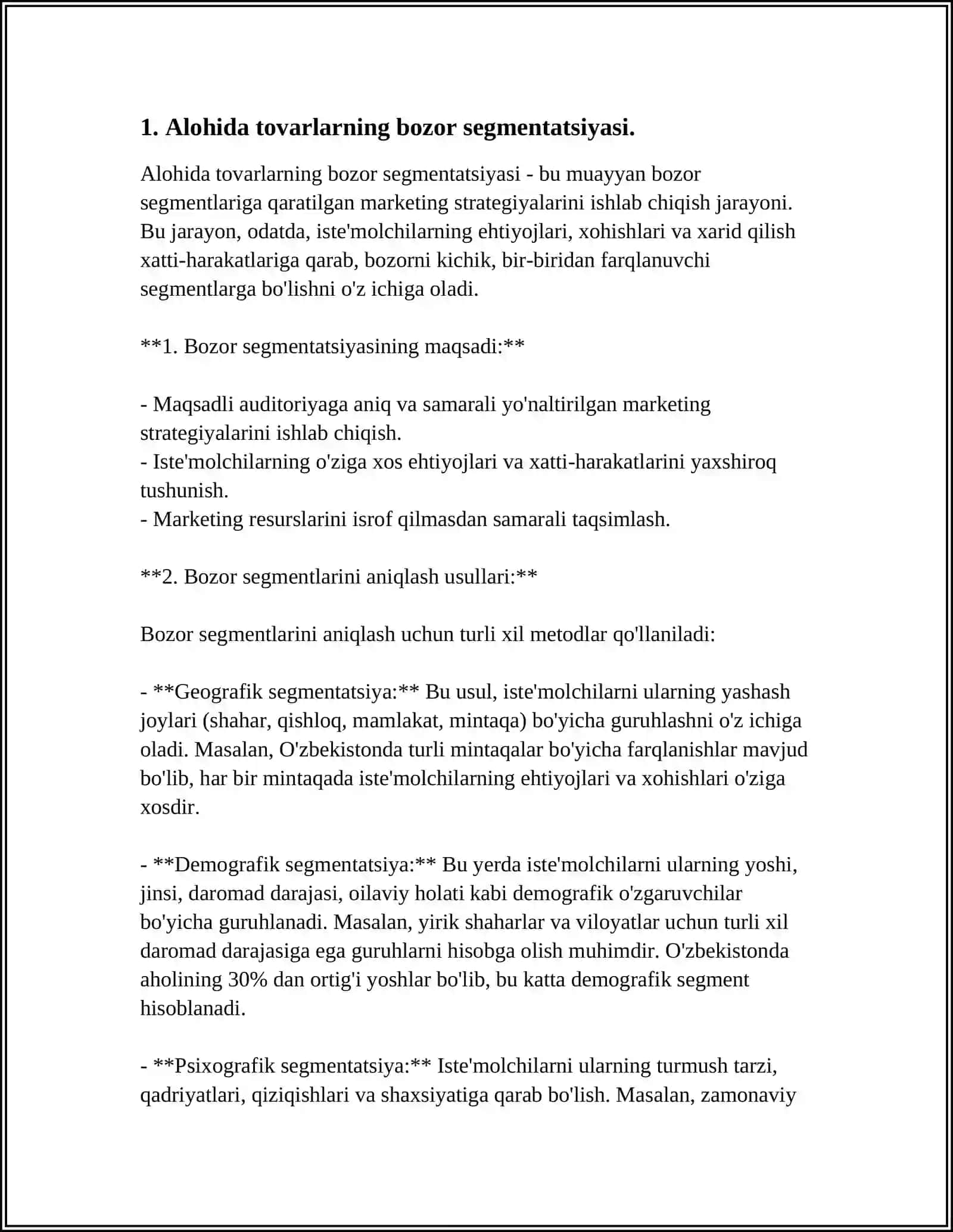 ALOHIDA TOVARLAR VA XIZMATLAR UCHUN QAROR QABUL QILISH (MARKETING FANI UCHUN) 3