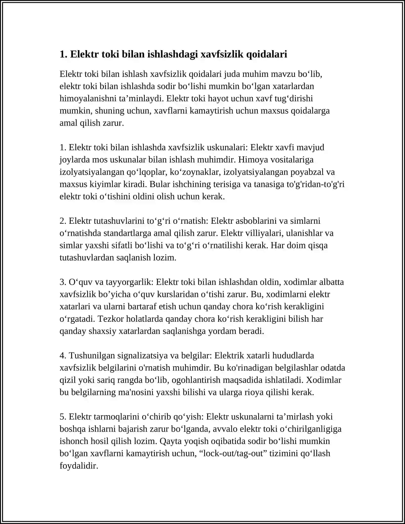 ELEKTIR XAFZILIGI QOIYDALARI 3
